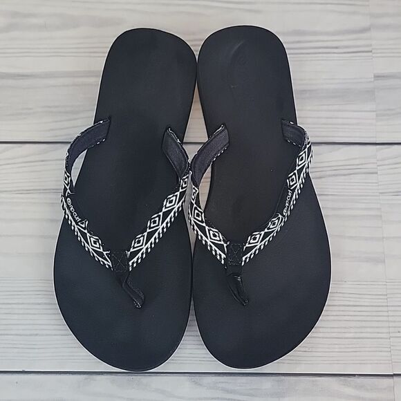 Rip Curl Freedom flip flops black and white Women's Size 8 - Picture 3 of 8